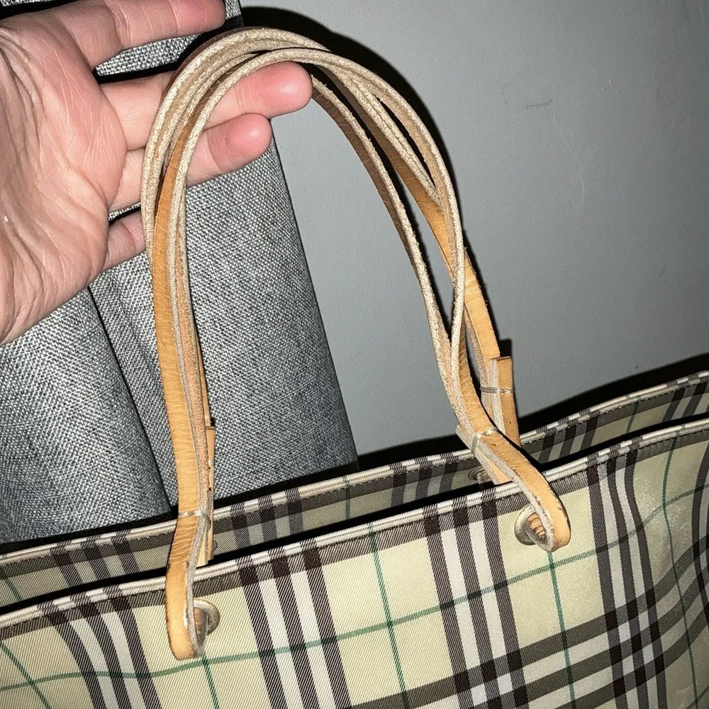 Burberry London Nylon Tote Bag Nova Check Beige Shopper‎ Minimalist Brown Green